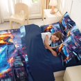 thumbnail image 4 of Castle Fairy Speeding Sports Car Twin Bedding Sets 7-Piece for Boys, Fire Trail Bedding Comforter Set for Teen Room, Black and Red,Navy Blue Reversible, 4 of 7