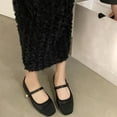 thumbnail image 6 of RUIYANQI Women's Square Toe Mary Jane Flats Buckle Strap Patent Leather Low Heel Retro Casual Dress Shoes For Women Black Women Sandal, 6 of 7