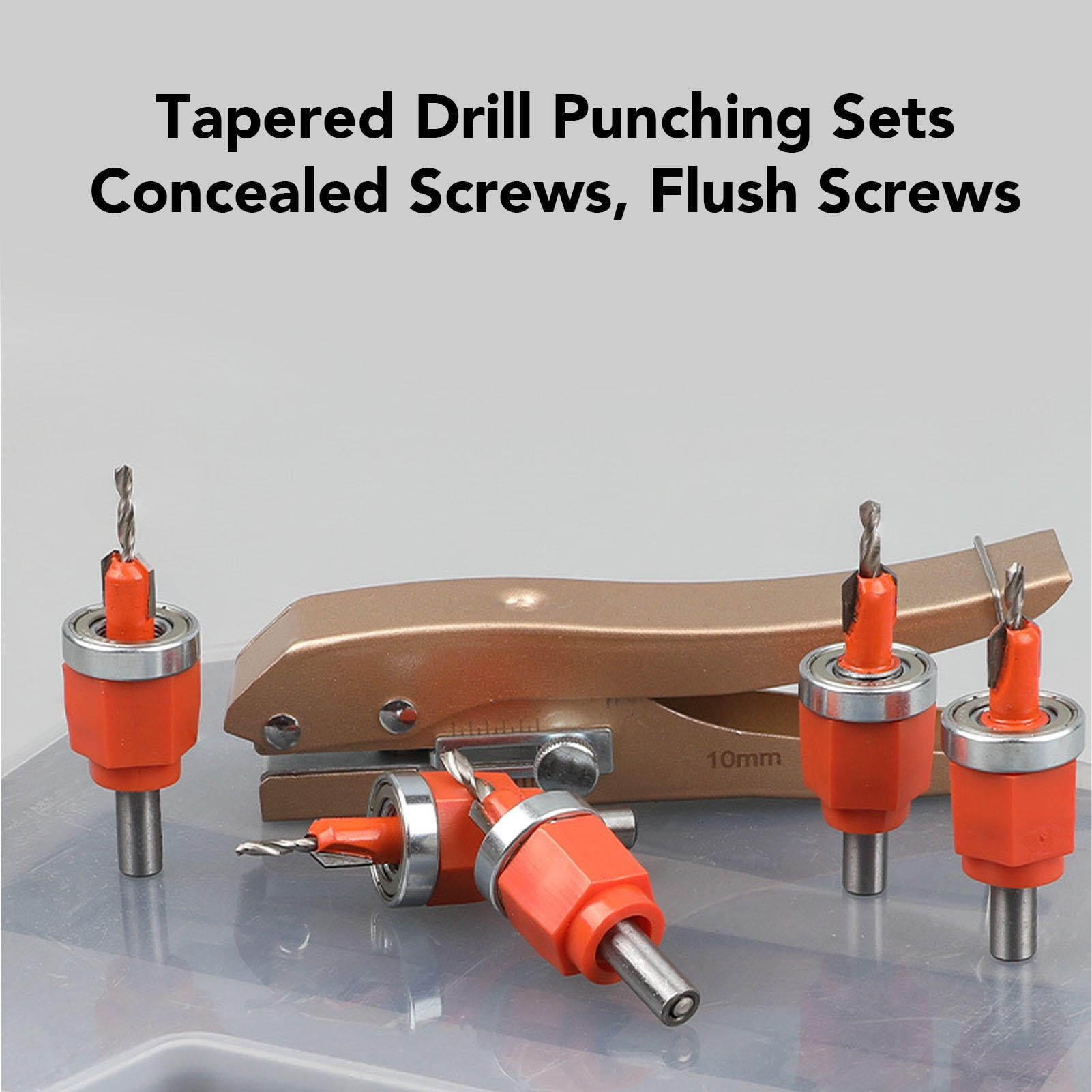 YAHHU 5‑Piece Limit Countersink Drill Bit Set – Cemented Carbide, Built‑In Depth Adjustment, Friction‑Reducing Bearing, Versatile 2.8‑4.0 mm Sizes for Woodworking