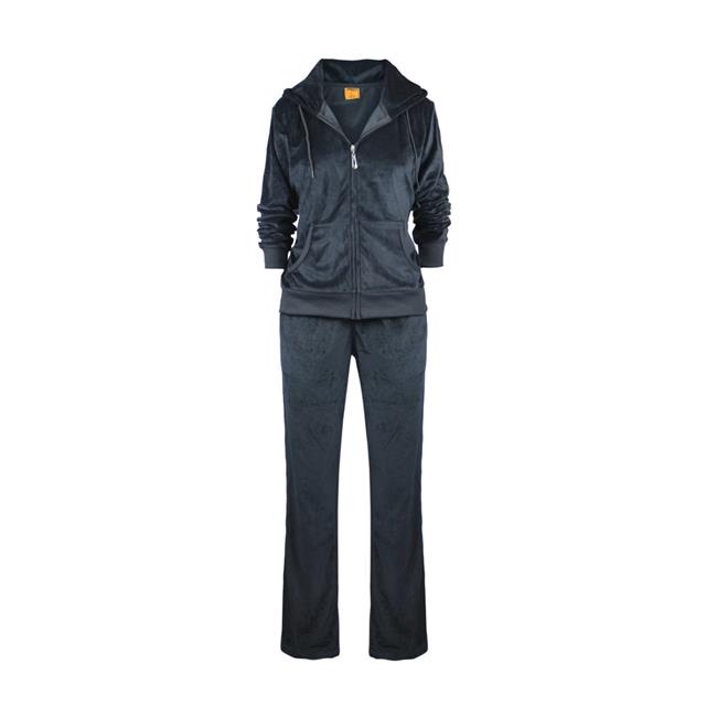 Ladies Velour Jogging Suit, Black Case of 12