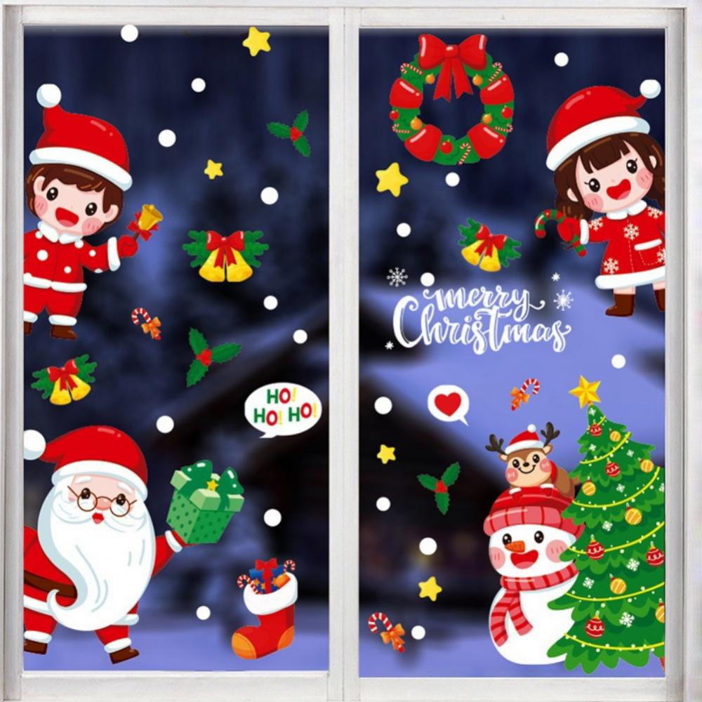 Assorted Reusable Christmas Window Gel Stickers Santa Snowman Etc New 