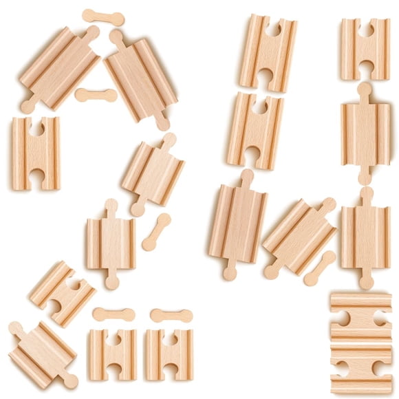 Conectores para vías de tren de madera Playful Pupilz, 24 piezas