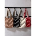 thumbnail image 3 of Granjero Gordo Bolso de mano tejido y bolsas de cosméticos, bolso de mano tejido elegante de playa de verano, bolso de hombro de 7,87 x 0,78 x 11,81 pulgadas (rojo), 3 of 5