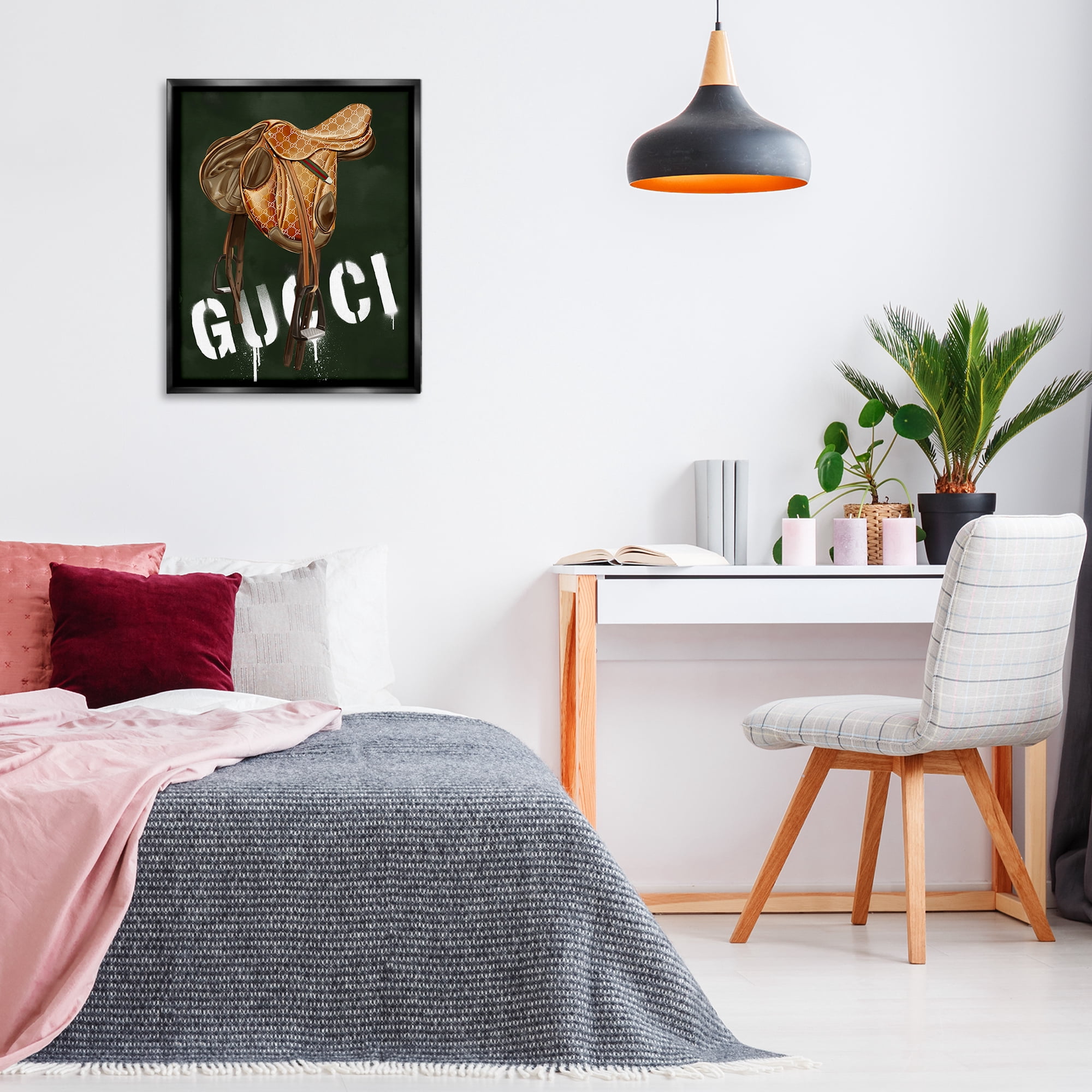 Stupell Industries Glam Horse Saddle Beauty & Fashion Painting Black Floater Framed Art Print Wall Art, 25 x 31