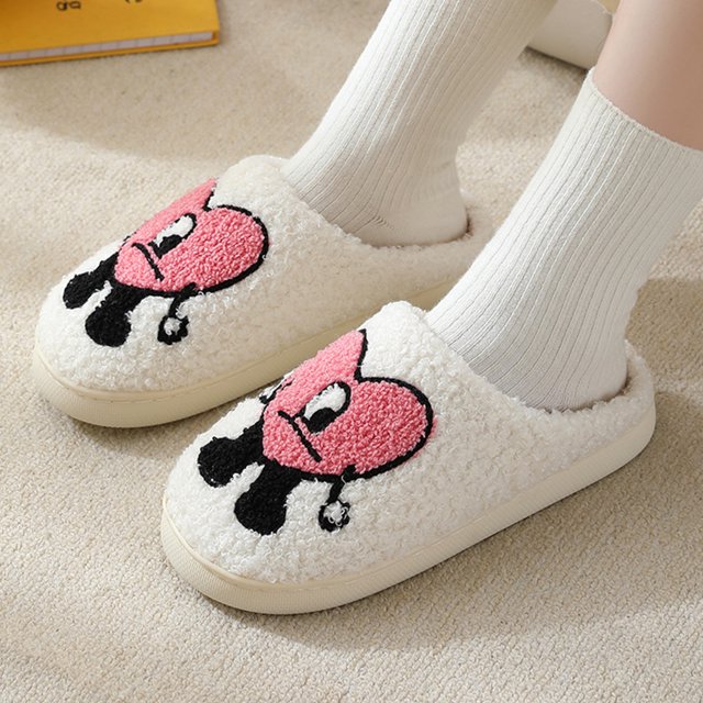 Pantufla Zapatillas de dibujos animados con patrón de amor, antideslizantes, esponjosas, lindas para hombres y mujeres DQrwqpou Tenis De Mujer Tenis De Hombre