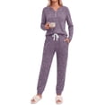 thumbnail image 4 of Fantaslook Womens Pajamas Sets Long Sleeve Matching Lounge Set Fall Travel Outfits Jogger Sweatsuits with Pocket Button Down Sleepwear, 4 of 9