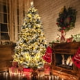 thumbnail image 2 of Costway 7 FT Pre-Lit Flocked Christmas Tree Hinged Xmas Decoration with 300 LED Lights, 2 of 10