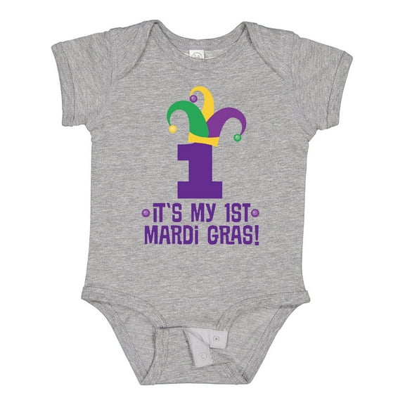 Inktastic 1st Mardi Gras Jester Hat Childs Party Boys or Girls Baby Bodysuit