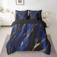 thumbnail image 2 of jejeloiu Abstract Fulid Stripe 7 Pieces Bedding Comforter Set,Modern Marble Aesthetic Full Bedding Set,Gold Blue Fitted Sheet Flat Sheet For Kids,Microfiber Bedroom Decor Reversible, 2 of 8