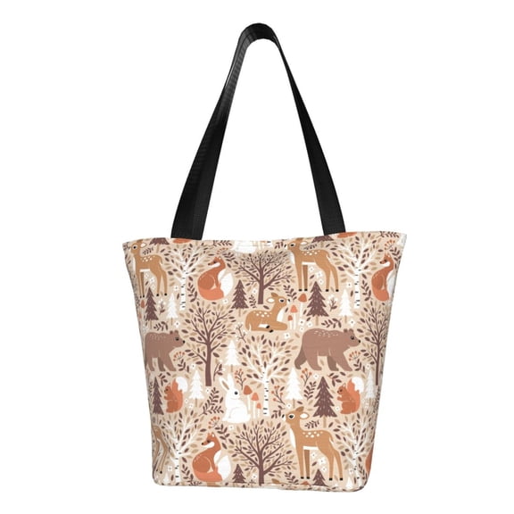 Easygdp Woodland Animals in Neutral Tones Shoulder Bags for Women,Crossbody Bags Shoulder Purse Handbag for Women