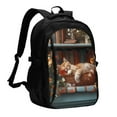 thumbnail image 1 of Balery Cat Asleep Among Flowers Mochila con carga USB para hombre y mujer - Mochila impermeable y antirrobo para portátil con puerto USB para viajes, trabajo, estudios y universidad, 1 of 7