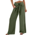 thumbnail image 2 of Pxiakgy Women Wide Leg Palazzo Pants Summer High Waist Flowy Casual Trousers Loose Lounge Travel Vacation Clothes Work Pants Business Casual Formal Dressy Pants with Pockets Tie Knot Beach Pants, 2 of 6