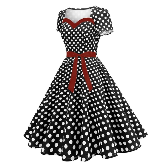 LOVZFMLL Robes Mode pour Femmes Col en V Sans Manches Vintage Imprimées Robes de Fête Cocktail Robes Extensibles
