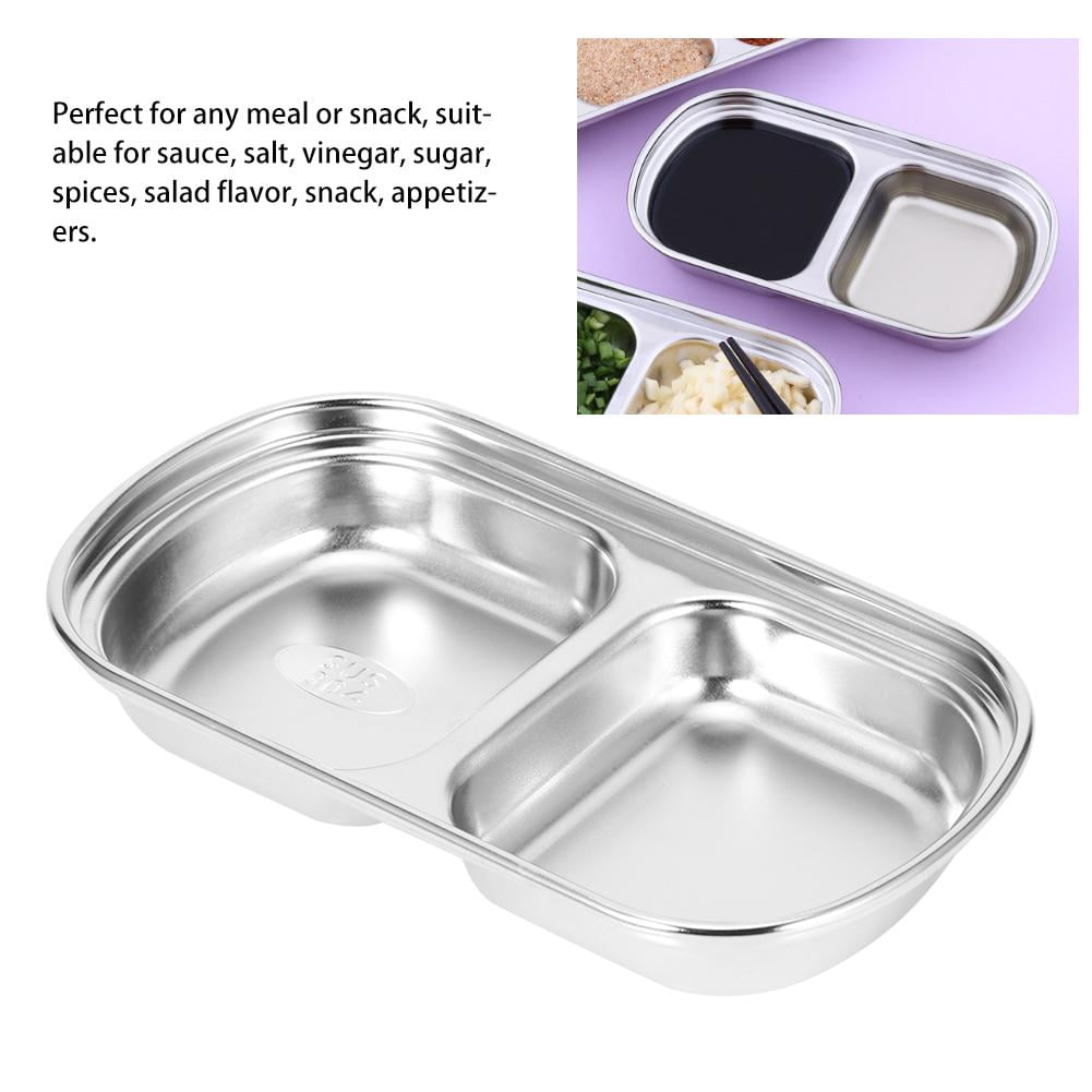Khall Stainless Steel Sauce Dish Seasoning Dish Snack Plate Divided Food Dipping Bowl Kitchen