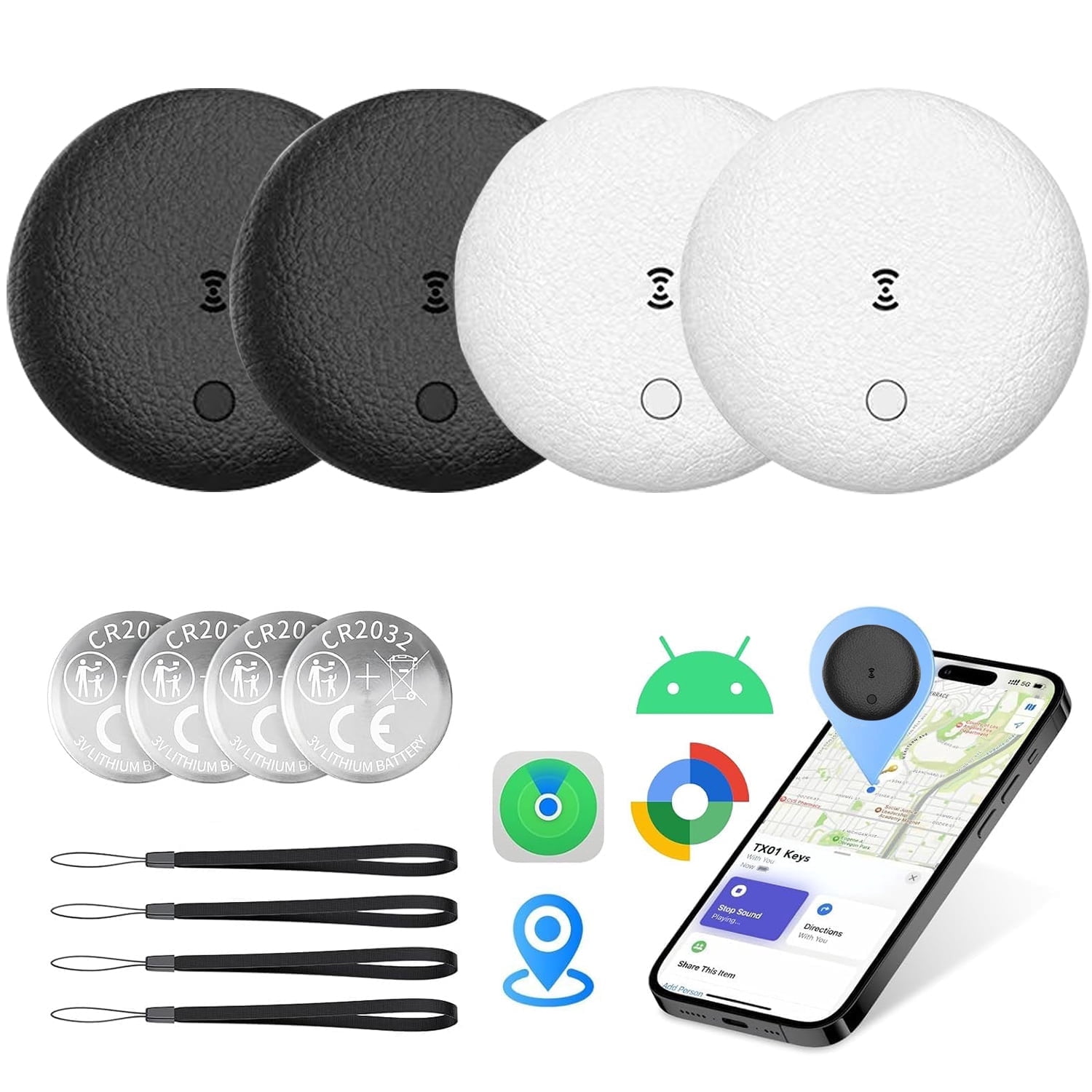 ZDSSY 4 Packs GPS Air Tracker Tag for iOS and Android, IP68 Waterproof, Bluetooth Item Locator with Find My Device for Keys, Wallet, Luggage, Cat, Dog