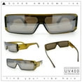 thumbnail image 2 of Bold Narrow Rectangle Shield Inset Lens 80s Robotic Plastic Sunglasses Green - Silver Mirror, 2 of 8