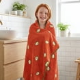 thumbnail image 5 of REGALWOVEN 1 Pack Thick Soft Coral Fleece Bath Towel with Cute Fruit Embroidery, Super Absorbent for Bathroom, Gym, Spa, Pool, Sports Red 55" x 28", 5 of 7