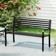thumbnail image 2 of Gymax 50'' Outdoor Metal Park Bench for 2-3 People w/ Armrests & Backrest for Backyard, 2 of 9