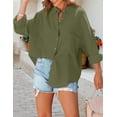 thumbnail image 3 of DOPI Women's Casual Loose Cotton Linen Blouse Button Up Long Sleeve Shirt Tops, 3 of 7