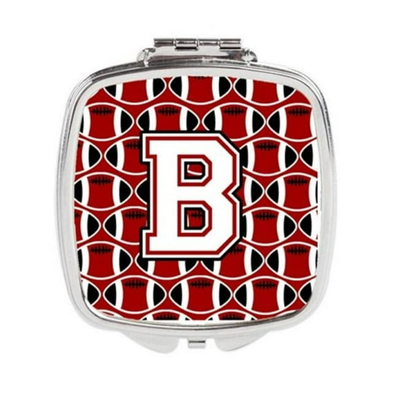 Letter B Football Cardinal & White Compact Mirror