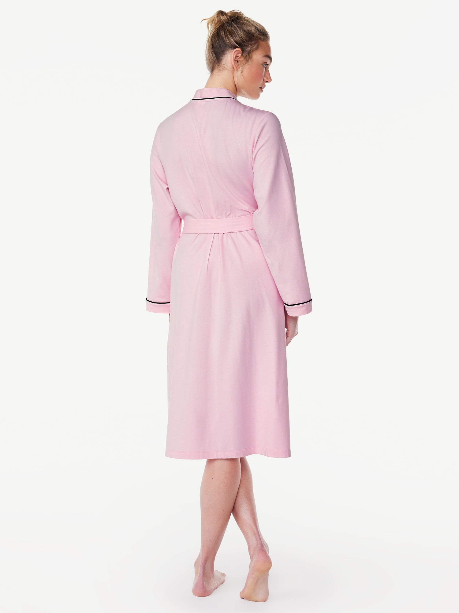 Joyspun Women's Cotton-Blend Wrap Robe with Long Sleeves, Sizes S-3X