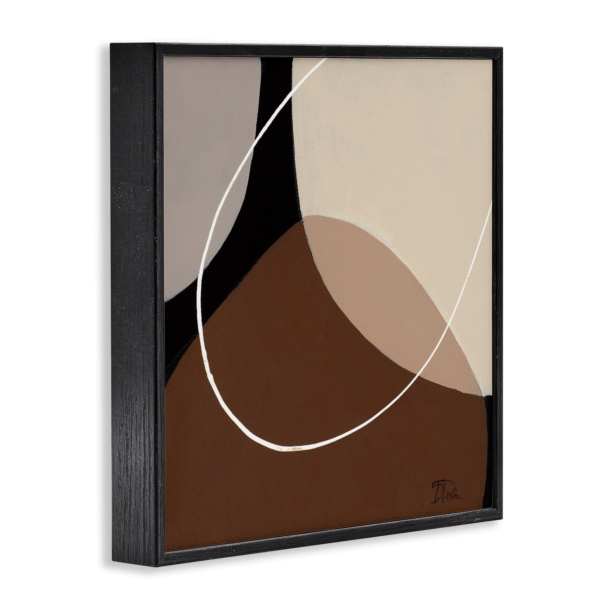 Stupell Industries Minimal Project Abstraction Abstract Painting Black Framed Art Print Wall Art, 17 x 17