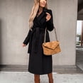 thumbnail image 3 of Yievot Women's Trench Coat Fall Winter Long Sleeve Lapel Open Front Cardigan Overcoat Windbreaker, 3 of 6