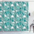 thumbnail image 1 of Ambesonne Geometric Shower Curtain, Elements in Tile Pattern, 69"Wx84"L, Dark Seafoam and White, 1 of 3