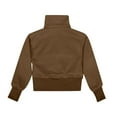 thumbnail image 5 of Dezsed Middle Big Girls Sweatshirt Half Zip Solid Crew Neck Sweatshirt Long Sleeve Pullover Crop Kids Fleece Sweatshirts 11-12 Years Brown, 5 of 9