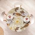 thumbnail image 4 of Ambesonne Birds and Nature Fitted Round Tablecloth, Boho Asian Floral, 45"- 56" Diameter, Amber Cream Chocolate, 4 of 5