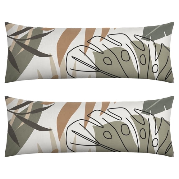 Plaid Rustic Style Body Pillow Cover 20x54 - Long Pillow Case with Invisible Zipper - Tribal & Floral Patterns - Soft & Stretchy Full Body Support