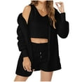 thumbnail image 3 of Sentmoon Ensemble de Vêtements de Nuit pour Femmes, Hauts pour Femmes pour Sortir et Pantalons pour Femmes, Col Ras du Cou, Tenue d'Intérieur pour Femmes à Manches Longues, Ensembles de Pyjama de Couleur Unie pour Femmes pour Photos Assorties en Famille, 3 of 9