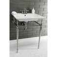 thumbnail image 4 of Kingston Brass KVPB25227W4PN Edwardian 25" Ceramic Console Sink with Brass Legs (4-Inch, 3-Hole), White/Polished Nickel, 4 of 8