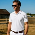 thumbnail image 2 of WTOBBY Men's Casual Short Sleeve Polo Shirt Breathable, Quick Dry Fabric, Business Casual Collared Shirt for Men, Lightweight Moisture Wicking Top for Everyday Wear,White S, 2 of 8