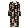 thumbnail image 4 of Xoenoiee Christmas Snowman Deer Tree Star Print Women's Sleepwear Xmas Zipper Long Nightgown Lounge Wear Dress Gown Soft Nightshirt Comfy Housecoat Robe, Size 4XL, 4 of 7