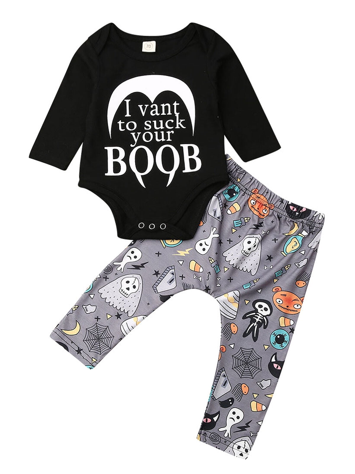 hirigin Kids Baby Boys Halloween Outfits Eyes T-Shirt Ghost Striped Pants 2pcs Clothes