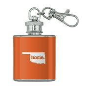 Oklahoma OK Home State Solid Orange Officially Licensed Stainless Steel 1oz Mini Flask Key Chain