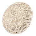 thumbnail image 4 of Coussin de Sol Rond Style Japonais Tatami Tissé à la Main Pouf de Sol pour Méditation Yoga, 4 of 8