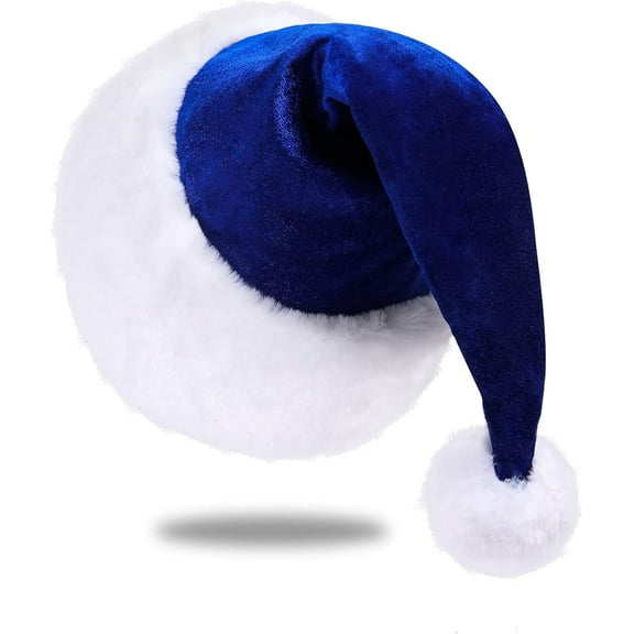 Christmas Santa Hat for Adults, Unisex Velvet Comfort Xmas Hat Extra Thicken Classic Plush for Christmas New Year Festive Holiday Party Supplies