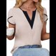 thumbnail image 3 of Camiseta de Corta con Cuello en V para Mujer, Color Albaricoque S, 3 of 8