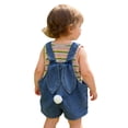 thumbnail image 4 of UACY Easter Bunny Overalls for Baby Girls Toddler Cute Denim Romper with Ears and Pompom Baggy Wide Leg Suspender, 4 of 9