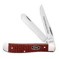 Case XX Knives Mini Trapper 1st Run Dark Red Burlap Micarta Carbon Steel 1/250 Pocket Knife