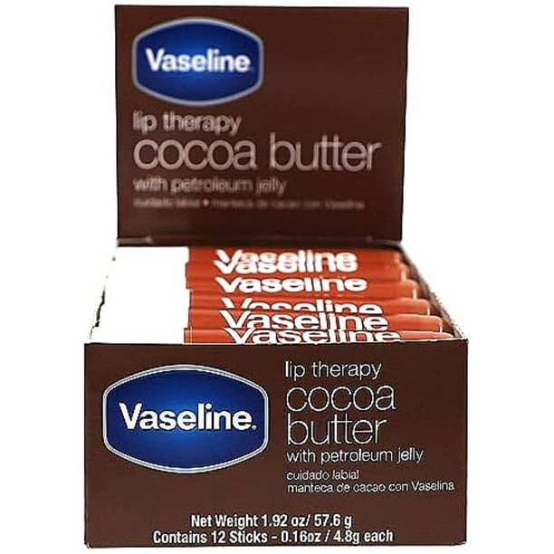 Bálsamo labial Vaseline Lip Therapy, manteca de cacao, paquete de 12