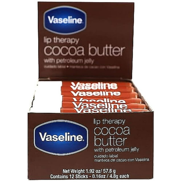 Bálsamo labial Vaseline Lip Therapy, manteca de cacao, paquete de 12