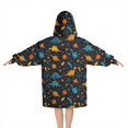 thumbnail image 2 of DarkBlue Dinosaurs Pattern Blanket Hoodies for Kids 6-13YR Oversize Wearable Blanket Hoodies for Boys Girls Teens, 2 of 7