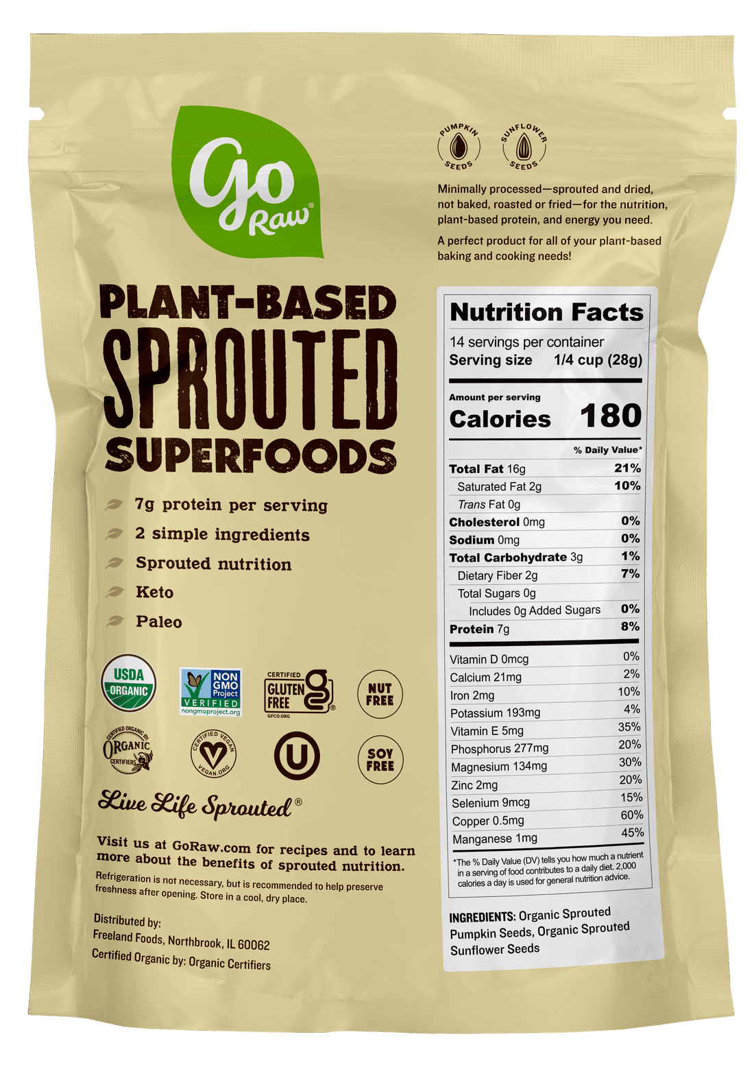 Pack of 6, Go Raw Organic Sprouted Super Simple Seeds - Sunflower and Pumpkin Seeds, 4 oz