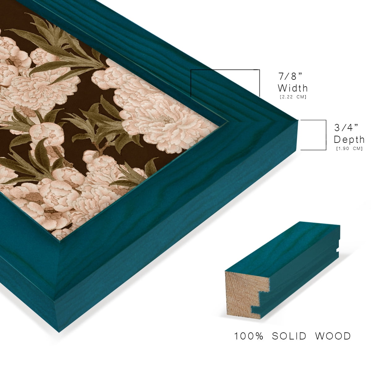 Asian Brocade III - Framed Print w/glass - Ocean Blue