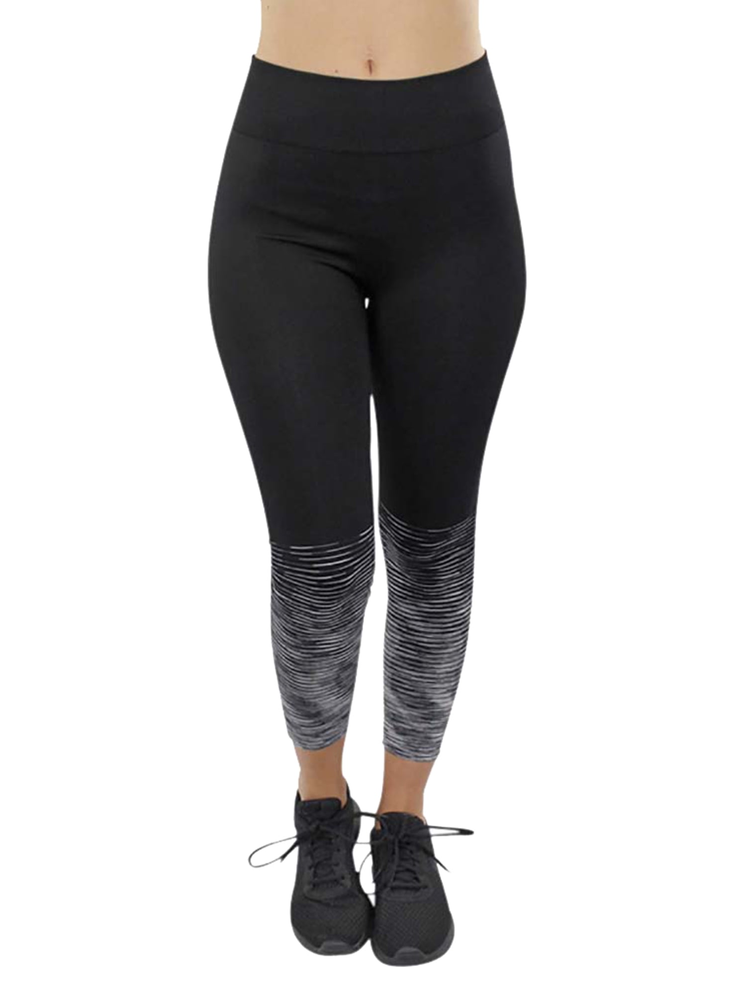 Grey And White Striped Workout Leggings