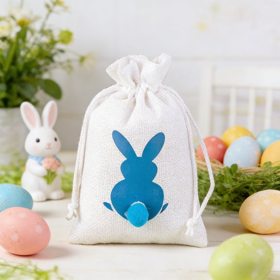 Easter Candy Bags Small Treat Favor Bags for Party Decorations, Portable Storage Pouches for Snacks Gifts Events(Blue)