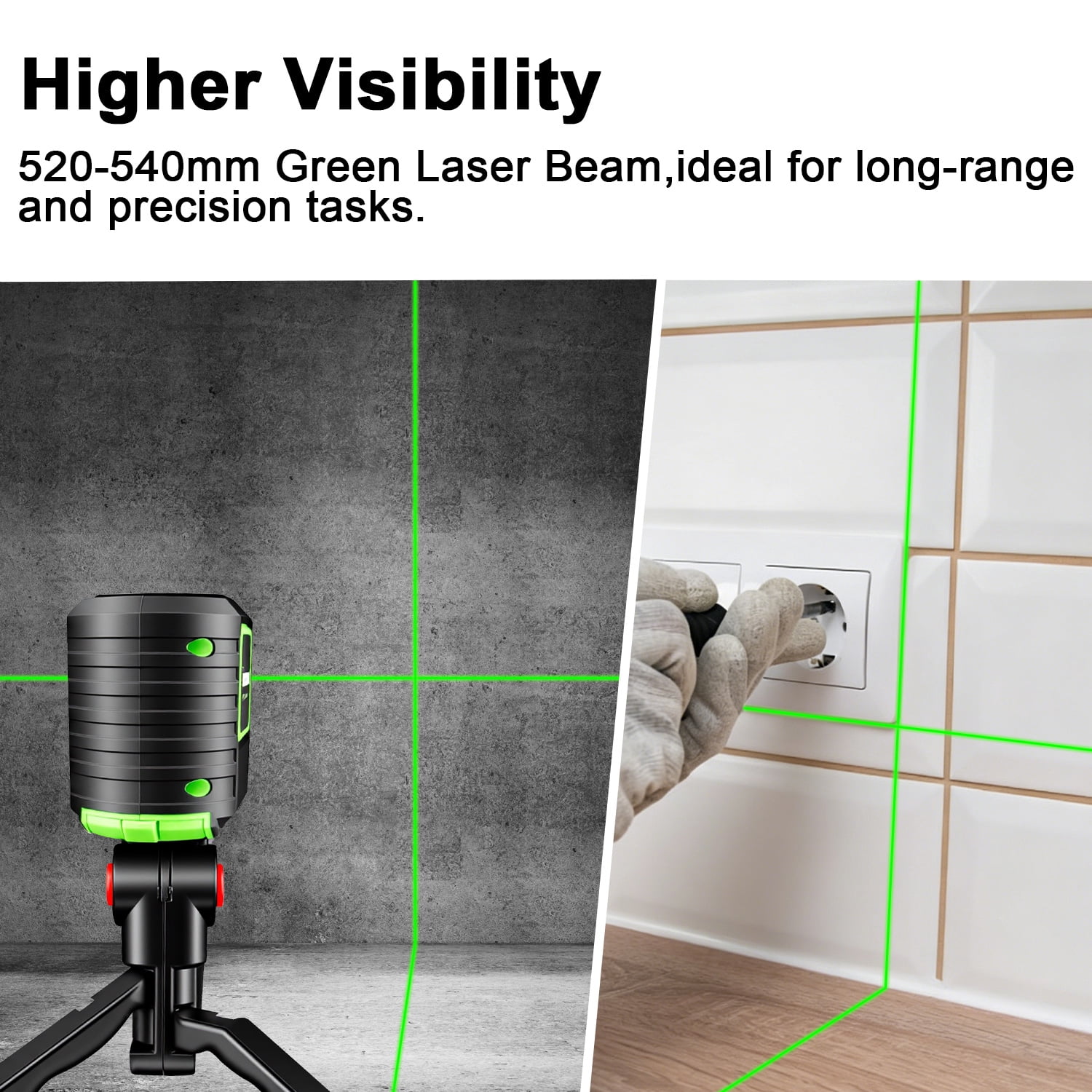 Zacenei Laser Level with Tripod,65 FT Self Leveling Cross Line Laser Leveler Tool w/ Rotatable 360° Magnetic Base,Pulse Mode,Green Laser Level for Picture Hanging,Home Renovation,Indoor Project,Black